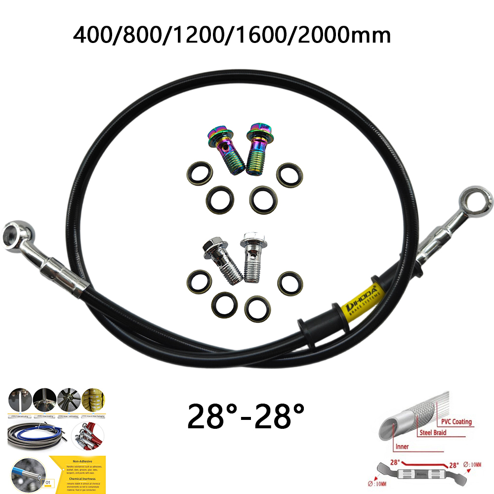 Brake Line Motorcycle - 28°-28° Black Braided Stainless Steel M10
