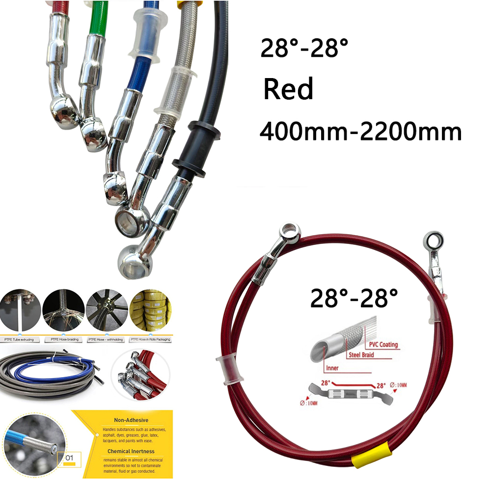 Motorcycle Brake Cable - 28-28 Red Universal Motorcycle Hydraulic Brake