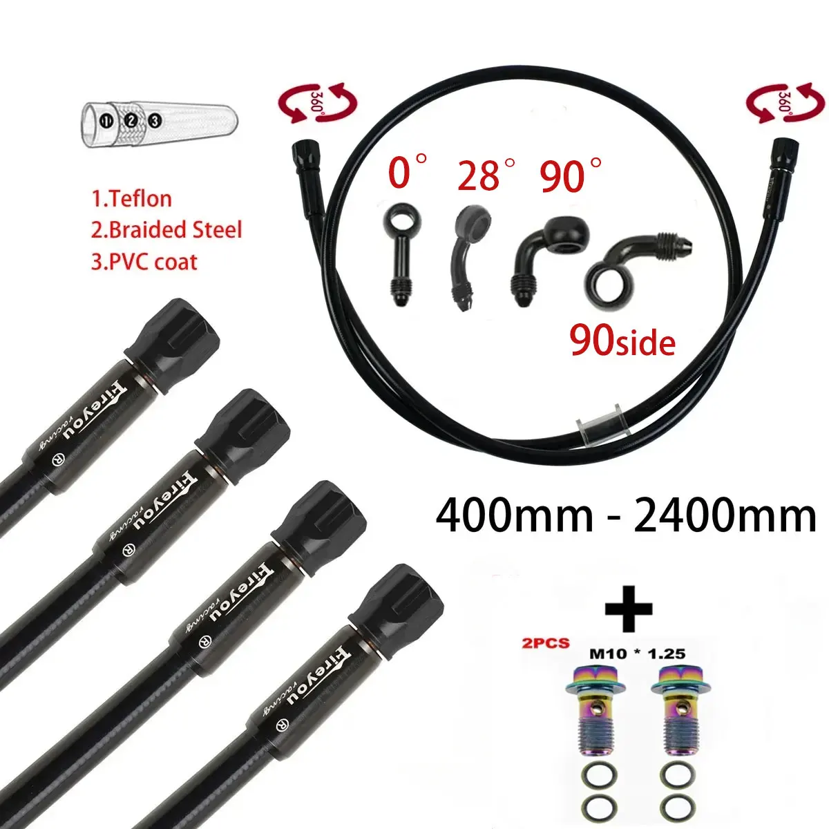 AN3 Braided Brake Hose Motorcy - Motorcycle Brake Cable review and price